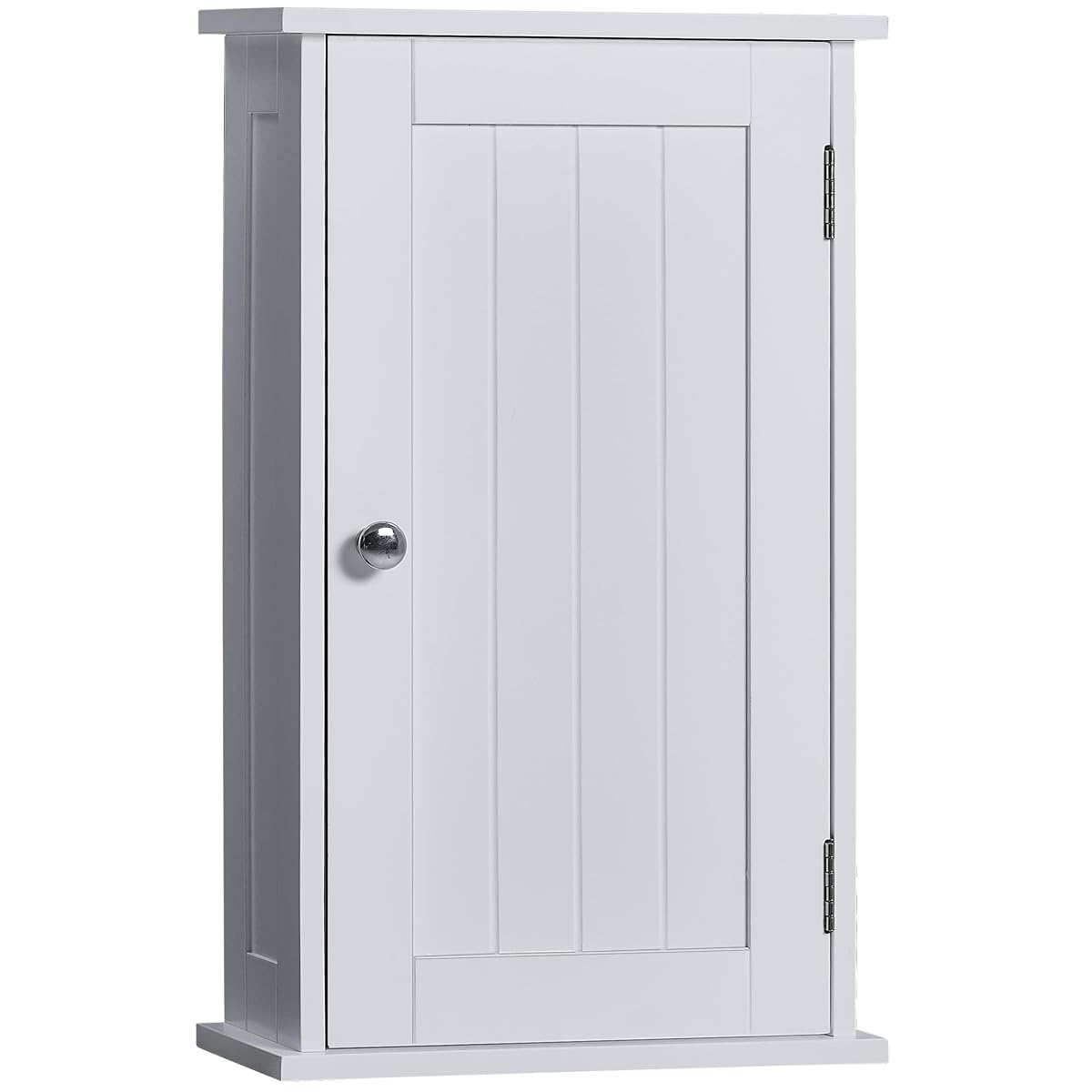 Armoire murale blanche Bath Vida Priano avec porte rainurée et poignée, installée au-dessus d’une vasque